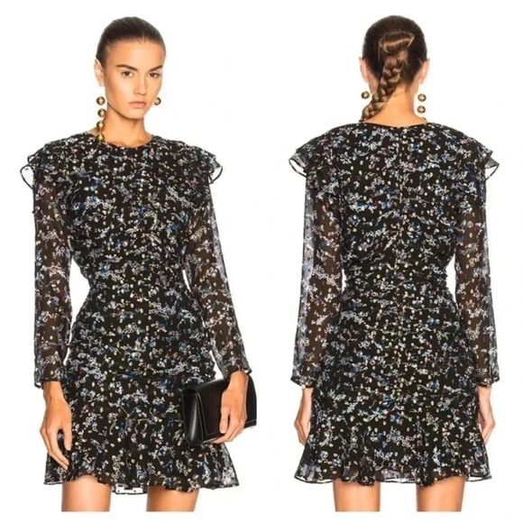 Veronica Beard Parc metallic floral silk ruched mini dress - Picture 1 of 16